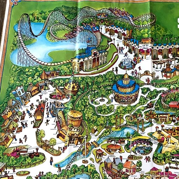 Vintage 1977 - Six Flags Atlanta Georgia Amusement Park Souvenir Map 33” x 26” - Picture 3 of 6